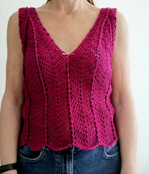 Háčkovaný dámský top letní bavlna ženy top léto háčkované akryl tílko dámské crochet višňová 