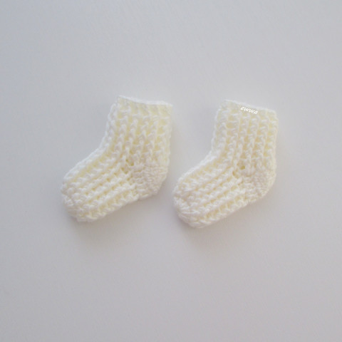 Dětské ponožky (0 - 3 měs.) děti miminko háčkované ponožky hřejivé smetanová unisex celoroční mimi crochet perlová zimní 