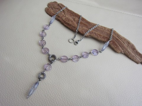 náhrdelník Fialkový- ametyst ... náhrdelník sklo fialová ametyst nerez 