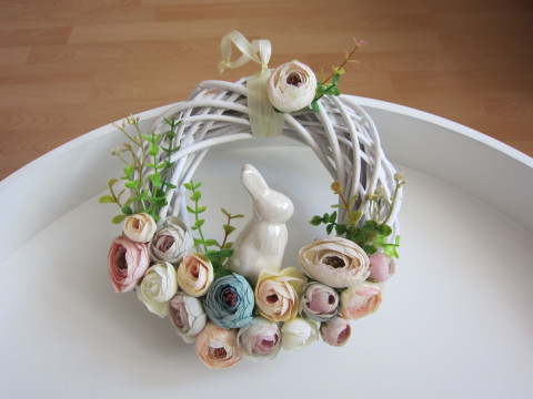 Věneček - Spring.16 - Zajda věnec jaro rostliny velikonoce králík zajíc pastelový pryskyřník 