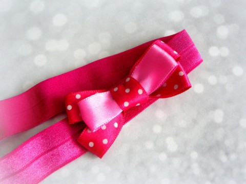 Čelenka s mašličkou. originální dárek růžová čelenka divči ozdubka pro holčičku 