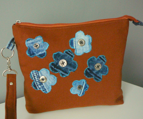 Psaníčko s aplikací. taštička kosmetická taštička na kosmetiku taštička na doklady riflová barevná glamur béžová luxusní 