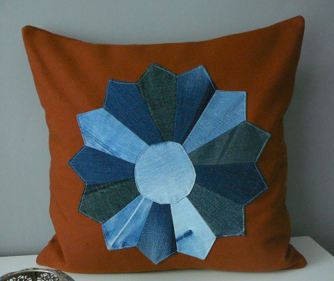 Povlak na polštář. květina polštář šitý džinový 