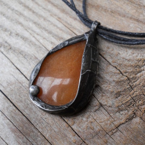 Malá slza oranžová cín příroda přírodní stříbrná cínování avanturín cihlová 