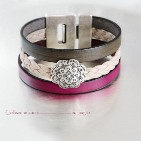 cabelampise kožený náramek náramek kov kůže 