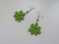 Náušnice dřevěné kvítky zelené
