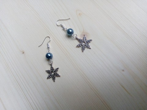 Náušnice vločky modré náušnice vánoce vločka 