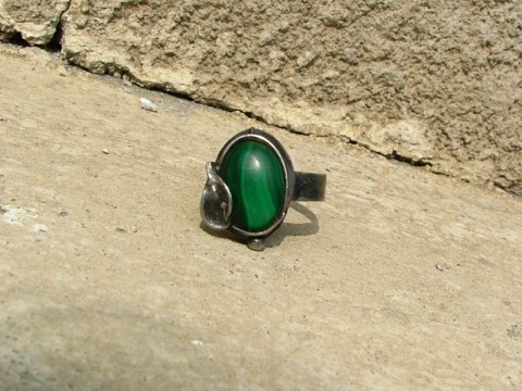 Pro lesní vílu zelená prsten list lístek malachit 