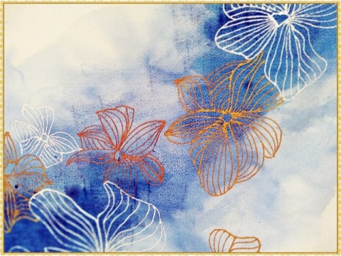 Malovaný povlak na polštářek malování květy polštář povlak 