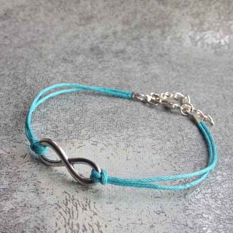 Tyrkysové nekonečno náramek symbol ochránce šňůrka nekonečno infinity kaballah 