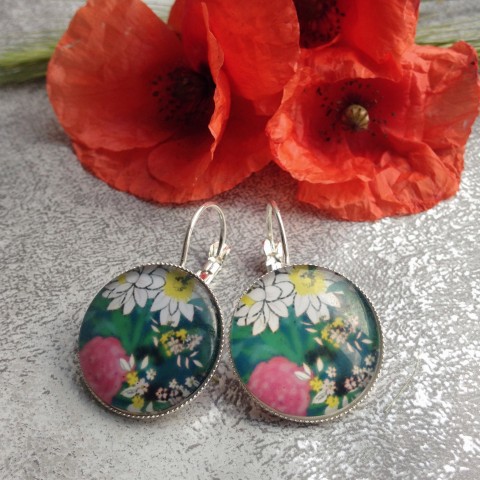 Léto v zahradě - náušnice náušnice sklo květy květiny zahrada extravagantní pestrý barevný kabošon colours 