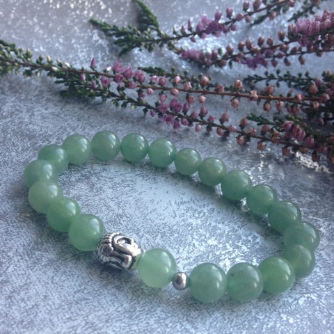 Avanturín s Budhou náramek nerez ocel avanturín pružný buddha steel 