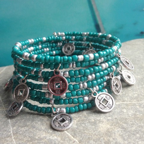 Tyrkysový penízkový náramek tyrkysová penízky 