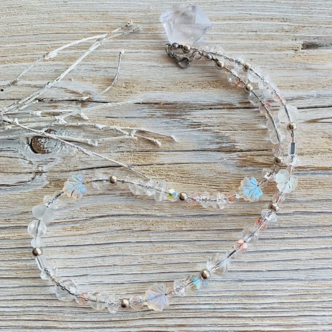 Ledové korálky - S.Steel náhrdelník korálky elegantní luxusní čirý 