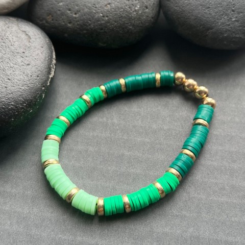 Pružný náramek 13 náramek korálky zlatá barevný duha colours barvičky 