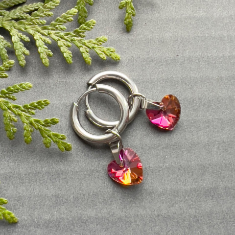 Růžové srdíčkové náušnice - S.Steel srdce srdíčko nerez ocel swarovski steel 