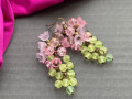 Náušnice růžovo - zelené hrozny
