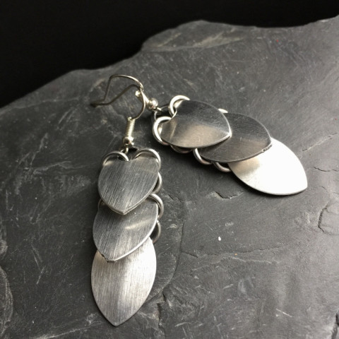 Náušnice Šupinky silver náušnice kroužky kroužkování chainmaile šupinky tricolora 