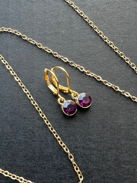 Purpurové náušnice - S.Steel nerez ocel swarovski zirkon steel 