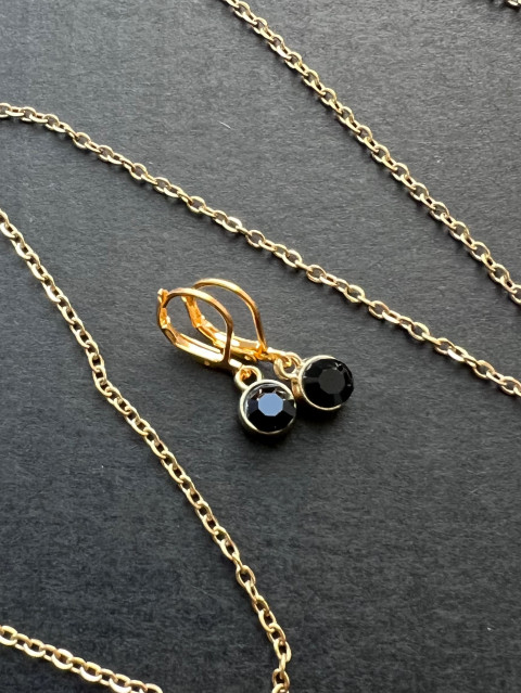 Černé náušnice - S.Steel nerez ocel swarovski zirkon steel 