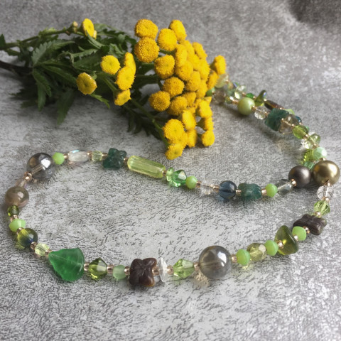 Lesní korálky - S.Steel zelená elegantní lesní 