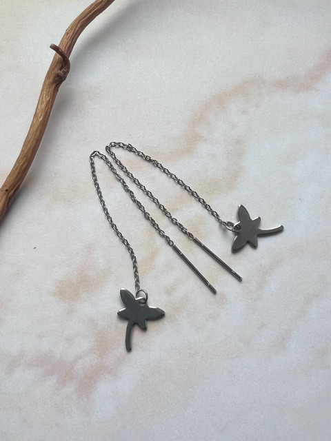 Tyčinkové náušnice s vážkou vážka nerez ocel jezero steel 