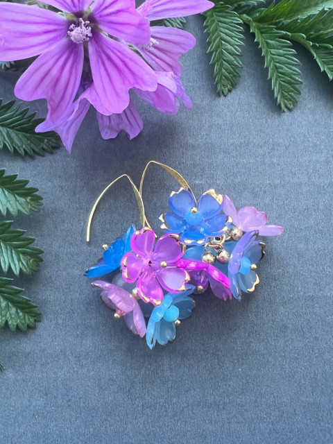 Červánkové květy - náušnice korálky elegantní nerez luxusní ocel sváteční do divadla steel 