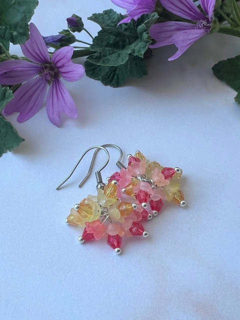 Bodlinkové náušnice červánkové korálky elegantní nerez luxusní ocel sváteční do divadla bodlinky steel 