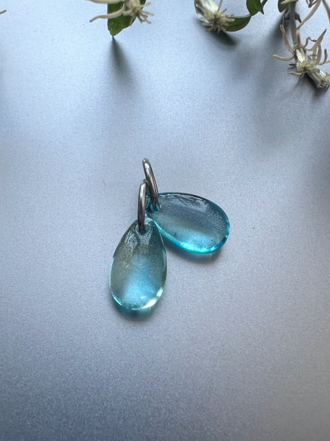 Světle modré slzičky na výměnu kapka nerez ocel slza skleněná slzička steel 