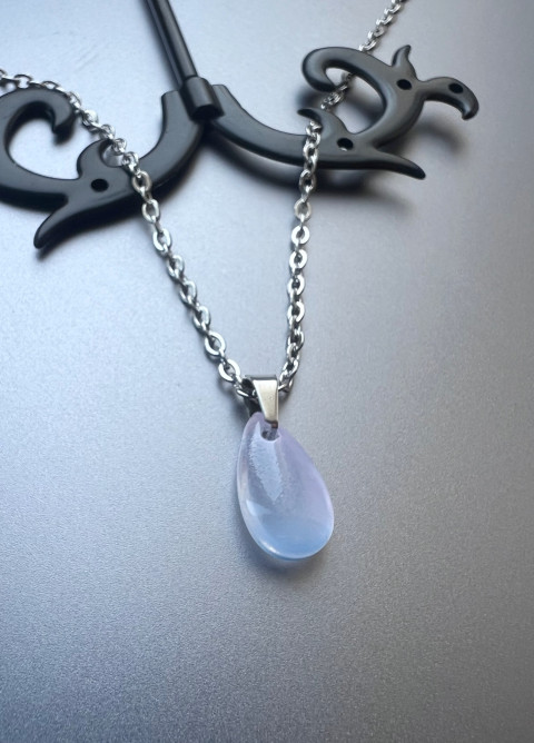 Řetízek s pastelovou slzičkou-Steel přívěsek sklo nerez slza slzička steel 