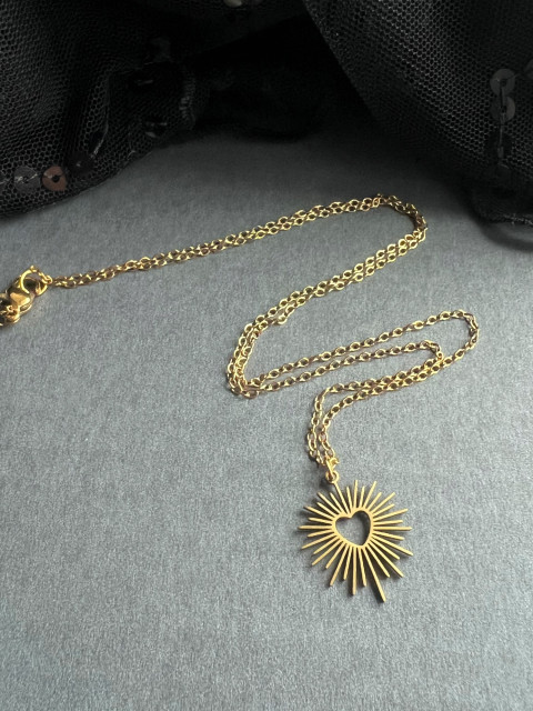 Řetízek se srdíčkovým přívěskem přívěsek srdce nerez pro děti sluce steel 