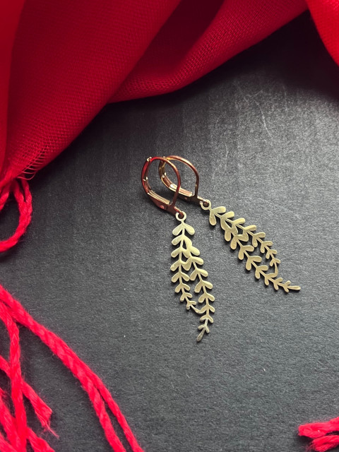 Lístečkové náušnice - S.Steel lístek větvička nerez ocel lísteček 