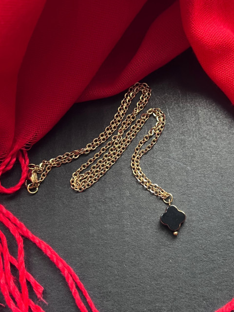 Řetízek se čtyřlístkem - S.Steel přívěsek sklo nerez čtyřlístek pozlacené steel 