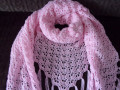 Letní růžový krajkový - šátek