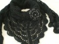 Černý krajkový háčkovaný šátek