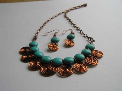 Souprava Spirálkovník howlit tyrkysový měděný spirálky 