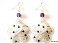 Náušnice - květy s fial. kamínky