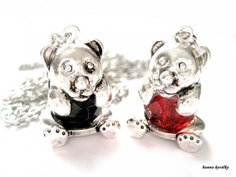 Dlouhý řetízek s medvídkem - černý stříbrný velká medvídek méďa medvěd řetízek starostříbro dlouhý platinový 