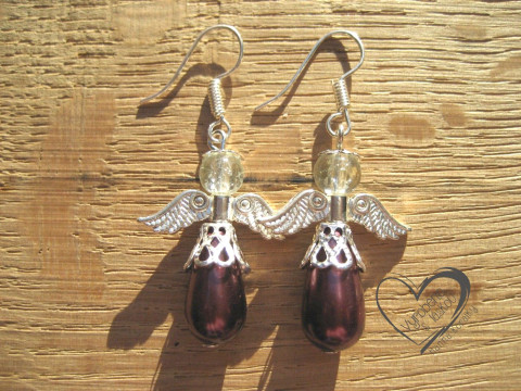 NÁUŠNICE - VÍNOVÝ ANDĚL - ANDĚLÍČEK náušnice vánoční anděl andílek křídla andělíček andělé andílci andělíčci sváteční andělské 