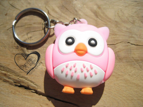 KLÍČENKA - PŘÍVĚSEK - SOVA RŮŽOVÁ stříbrný doplněk medvídek medvěd klíče klíčenka platina starostříbro modní plyšový na kabelku platinový 