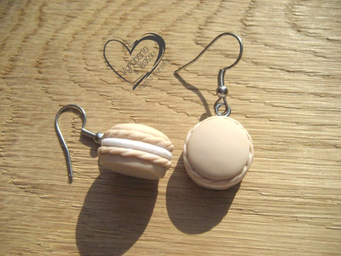 Náušnice - světle hnědé makronky veselé hravé sranda náušnice 