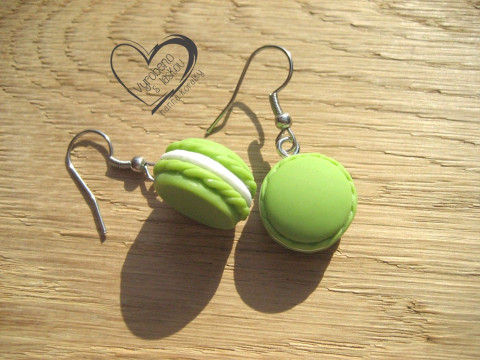 Náušnice - zelené makronky veselé hravé sranda náušnice 