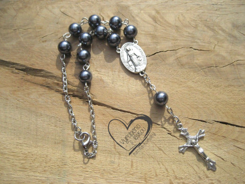 Růženec do auta - antracit talisman růženec ochrana amulet ochranný do auta řidič autorůženec na cestách 