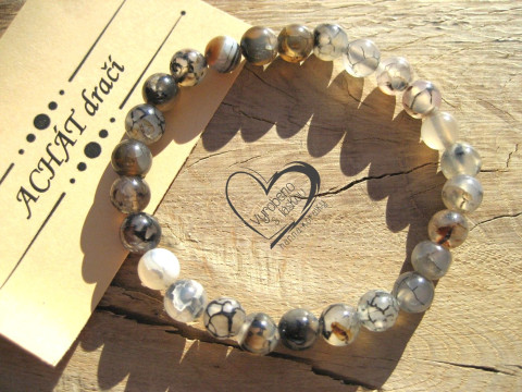 Náramek Achát dračí 8mm náramek minerál minerální pro alergiky 