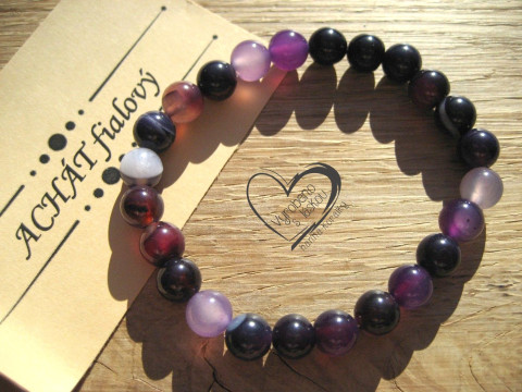 Náramek Achát fialový 8mm náramek minerál minerální pro alergiky 