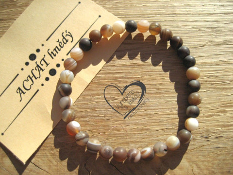 Náramek Achát hnědý matný 6mm náramek minerál minerální pro alergiky 