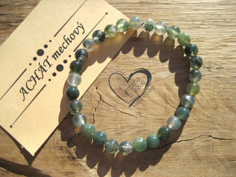 Náramek Achát mechový 6mm náramek minerál minerální pro alergiky 