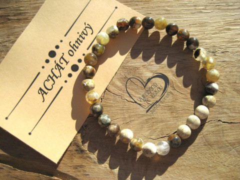 Náramek Achát ohnivý 6mm náramek minerál minerální pro alergiky 