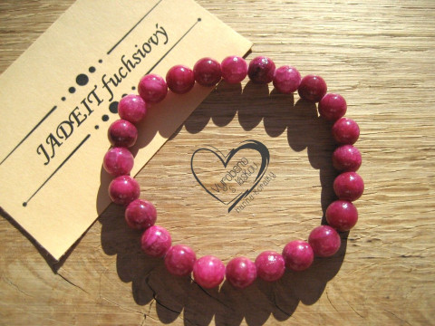 Náramek Jadeit fuchsiový 8mm náramek minerál minerální pro alergiky 