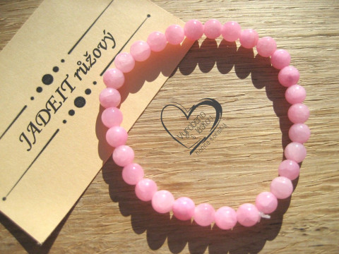 Náramek Jadeit růžový 6mm náramek minerál minerální pro alergiky 